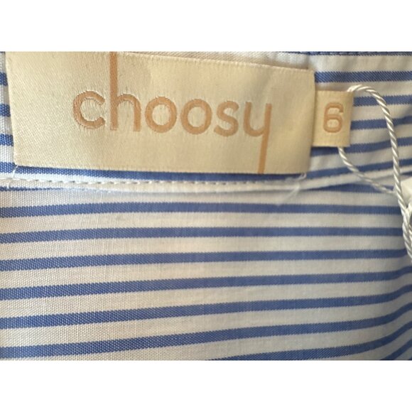 NWT Choosy Size 6 Blue & White Striped Twist Front Shirt Dress - Picture 4 of 11